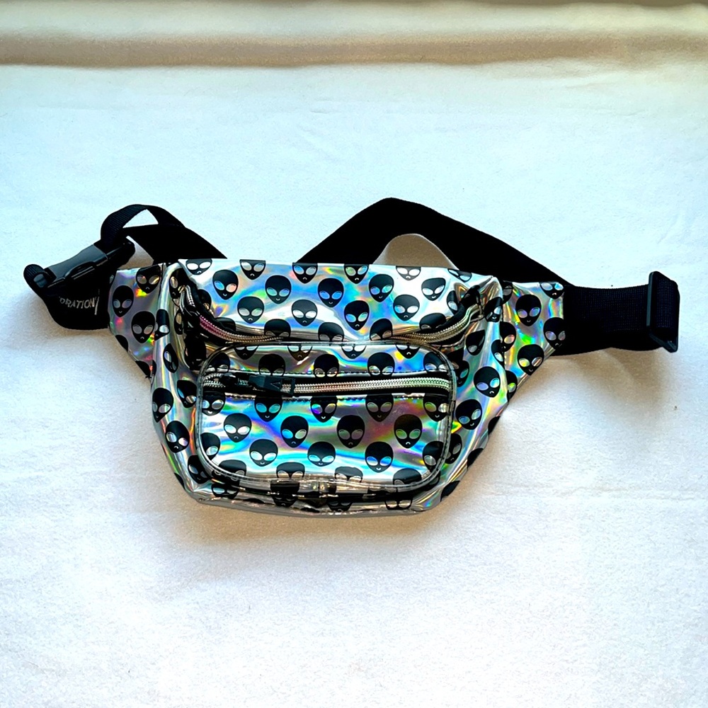 Vibedration holographic alien fanny pack